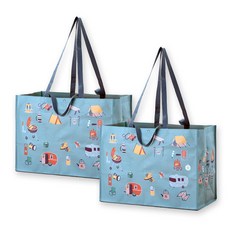 마치 캠핑 디자인 대형타포린 쇼핑백, 2개