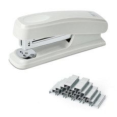 MoonGoon M&G 1000개의 스테이플이 있는 탁상용 스테이플러 책상용 25장 용량 사무실 걸림 없음 사용하기 쉬움 학교 홈 오피스 용품용 휴대용 기본 스테이플러(블, 회색