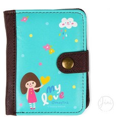 JINI 심플 2단 지갑 민트 여자어린이지갑