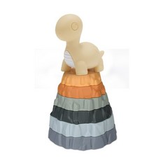 嬰幼兒益智積木認知浮雕方塊軟積木疊疊樂搪膠軟膠積木玩具, 腕龍火山圈6層（彩盒）, 1個