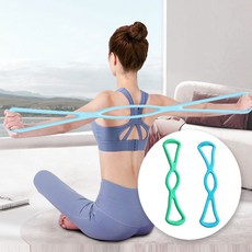 1+1 고탄력 스트레칭 로프 밴드 튜빙 요가 고무 홈트 기구 맨몸 허리 어깨 팔 운동, 1세트, 스카이+민트