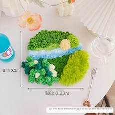 잔디 티코스터 만들기 펀치니들 패키지 집콕 취미 선물용, 이끼 컵받침 48, 1개