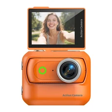 원플러스 울트라 HD 액션 카메라 플립 스크린 마그네틱 넥 스트랩 흔들림 방지 와이파이 썸 아웃도어, 02 Orange