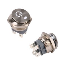 금속 로커 토글 스위치 22mm 고전류 표시 래칭 4핀 차량 보트용 16A 12 220V LED 2NO, Latching, 3-6V, Power White