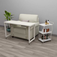 이동식 네일탁자 네일아트 작업대 테이블 뷰티샵 가구, 1개, 80cmx40cmx70cm-화이트 스톤 우드