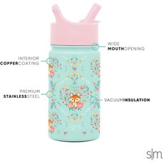 啵比小舖 美國Simple Modern 迪士尼兒童不銹鋼 414ml, 1個, Fox and the Flower, 藍色