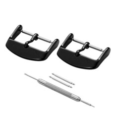 Skydon 시계 밴드 핀 버클 2팩 - 걸쇠 색상 및 너비 진공 PVD 마감 블랙. 모던. 134978, 블랙