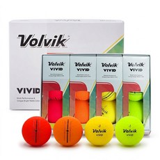 볼빅 시그니처 무광 VIVID Focus Line 골프공 3피스 18.5 x 14.5 x 4.5 cm, 4색 혼합, 4개, 3개입