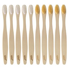 GRIT 竹纖維牙刷 白色 5入+黃色 5入, 1組