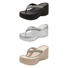 나리언니 여성 큐빅 통굽 웨지힐 쪼리 키높이 슬리퍼 플리플랍 8cm S2775