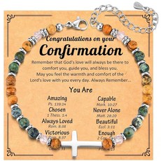 JEIKTO 십대 소녀를 위한 확인 선물 가톨릭 십자가 팔찌 주얼리 종교 스폰서 선물 소녀 대녀 딸 손녀 조카를 기독교 255598