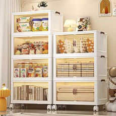 접이식 서랍장 사물함 보관 이동식 투명 투명수납함 모듈 폭 56cm 3단, 넓은 폭 65cm 2단