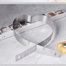 DFMEI 可伸縮不鏽鋼心形慕斯圈蛋糕模家用烘焙工具蛋糕模具甜點, 1個