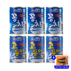 유동 고등어 400g+꽁치 400g 2종 묶음행사+사은품(번데기 130g) 증정 통조림, 3세트, 400g