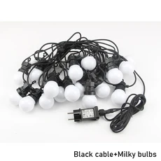 LED 글로브 볼 스트링 라이트 거리 크리스마스 요정 페스툰 야외 뒤뜰 파티 장식 8M, 01 Black Wire Milk bulb, 03 미국 플러그, 01 38M 50Bulbs