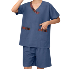 Makone 남성 여성 찜질복 사우나복 캐주얼 커플 반팔 반바지 상하의 세트