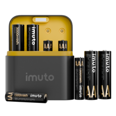 IMUTO 1.5V 리튬 배터리 건전지 충전지 충전기 세트 AA 3000mWh 4개입 + AAA 1300mWh 4개입, 1개