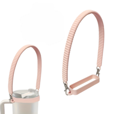 다용도 실리콘 물통 텀블러 손잡이 스트랩 컵홀더, 1개, 연핑크색