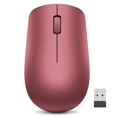 Lenovo 레노버 530 풀 사이즈 무선 컴퓨터 마우스, 플래티넘 그레이, 체리 레드