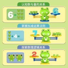 兒童益智數字天平玩具 青蛙數學邏輯思維訓練 蒙氏教具, 1個, 補充青蛙20個【無天平秤】玩法介紹,老師推薦/兒童早教/益智數字啓蒙