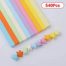 540매 종이접기 별 스트립 접는 다채로운 양면 행운의 14세 이상 DIY 핸드 아트 홈 데코 만들기, 11 Style 9 540sheets