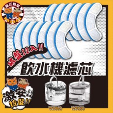 喵汪殿堂 寵物飲水機濾芯 12入 藍白濾棉 三層過濾綿 WF050, 1個