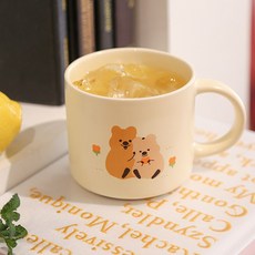 모찌타운 키키쿼카 홈카페 세라믹 머그컵 360ml, 튤립 (버터), 1개