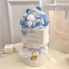 情人節花束 娃娃花束玩偶花束 公仔花束 玩偶庫洛米公仔卡通生日禮物女生毛絨可愛花束圣誕, 藍色玉桂狗*收藏送燈禮袋賀卡, 1個