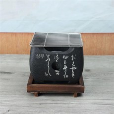 일본식 미니 화로 규카츠 숯불 개인 캠핑그릴, 12x12x10cm 알루미늄 합금 그릴, 1개, 1cm