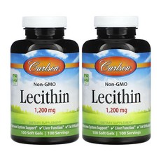 칼슨 유전자 변형 성분 무함유 레시틴 1 200 mg 100 소프트젤, 2팩, 100정