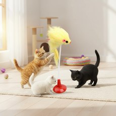 움직이는 쥐돌이 고양이 흡착식 장난감 1P, 1개
