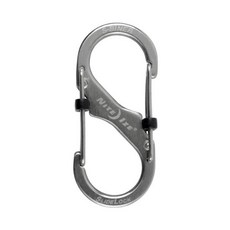NITE IZE S-Biner 帶鎖 S型雙面金屬扣環, 銀 LSB2-11-R3, 1個