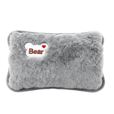 털장식 충전식 보온 물주머니 핫팩 찜질NSB334, 회색