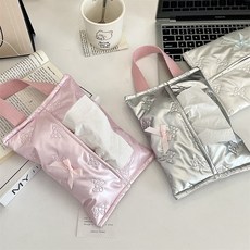 [쏘아] 글로시 리본 티슈 케이스, 아이보리