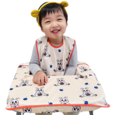 벨베이비 이유식 턱받이 나시 완전커버 라지, (리뉴얼)주황 토끼, 1개, 1개입