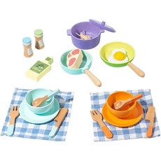 나무 주방 척 놀이 세트 시뮬레이션 접시 요리 액세서리 Playset 장난감, Cooking Set B