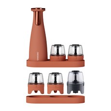 오리지니크 전동 후추 그라인더 빅컨테이너 풀세트 큰 입자 분쇄 (본체1+컨테이너5구+빅컨테이너1구+트레이2), 1세트, 316ml, 오렌지