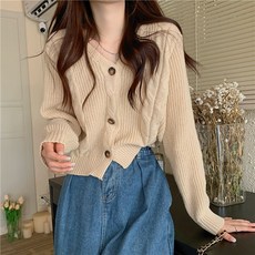 아이엠몽 여성용 비네오 꽈배기 니트 데일리 가디건