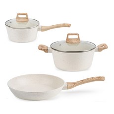 귀월미 냄비 프라이팬 세트 다열원 사용 가능, 1세트, 3종 냄비, 흰색