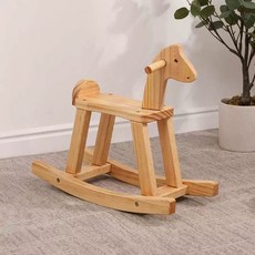 흔들말 의자 원목 장남감말 흔들의자 통나무 선물 북유럽 카페의자 목마, 1개, 클리어 래커 소형 1~2세