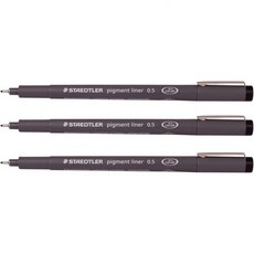 슈타들러 0.5mm 피그먼트 라이너 파인라이너 스케치 드로잉 드래프팅 펜 세트 3개입