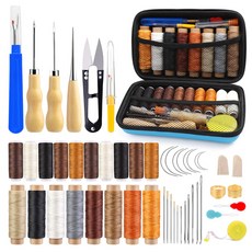 가죽수공 도구세트 가죽공예 바늘세트 8종 왁스 실 10종 바늘실 수납 가방 포함
