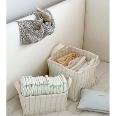 midodo 尿布收納籃 尿布收納提籃 嬰兒床收納筐 布藝收納籃 玩具收納 雜物收納 尿布袋, 1個, 長方形收納筐1個（32*20*20cm）