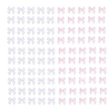 Yuzhiye 네일 파츠 리본 입체 100개 세트 귀여운 큰 사이즈 화이트 핑크 리본 부품 나비 매듭 주얼리 데코 파츠 네일 아트 젤 네일 레진 (흰색+핑크)