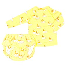 베이비앙 튜브오리 수영장 물놀이 수영복, 1개, 중형(M), 오리 2종세트(상의M+팬티M)