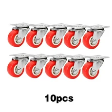 4개/세트 캐스터 M8/M10 나사 고정/범용/브레이크 휠 무소음 커피 테이블 풀리 가구용 레드 PVC 아마기, 01 10pcs