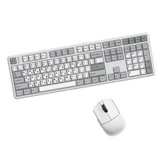 한성컴퓨터 유무선 기계식 키보드 마우스, 일반형, 메탈화이트 + 화이트, GK798PRO 에그스톤 도각 45g + M5 Nano