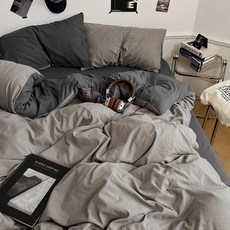 親膚水洗棉四件套, 深灰魅影