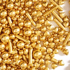 Joyvitas 스프링클 데코 장식 먹을 수 있는 흰색 진주 설탕 케이크 장식용 사탕 컵케이크 토퍼 150g5.29oz 믹스 베이킹 부활절 웨딩 파티 크리스마스 용품, 금색 진주 하트 막대, 150g, 1개