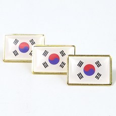 사각형 골드 테두리 태극기 핀 뱃지 브로치